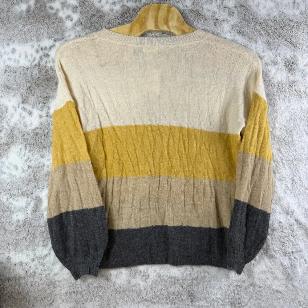 Adora 1X Sweater‎ Striped V-Neck Acrylic Blend Pullover Colorblock Knit